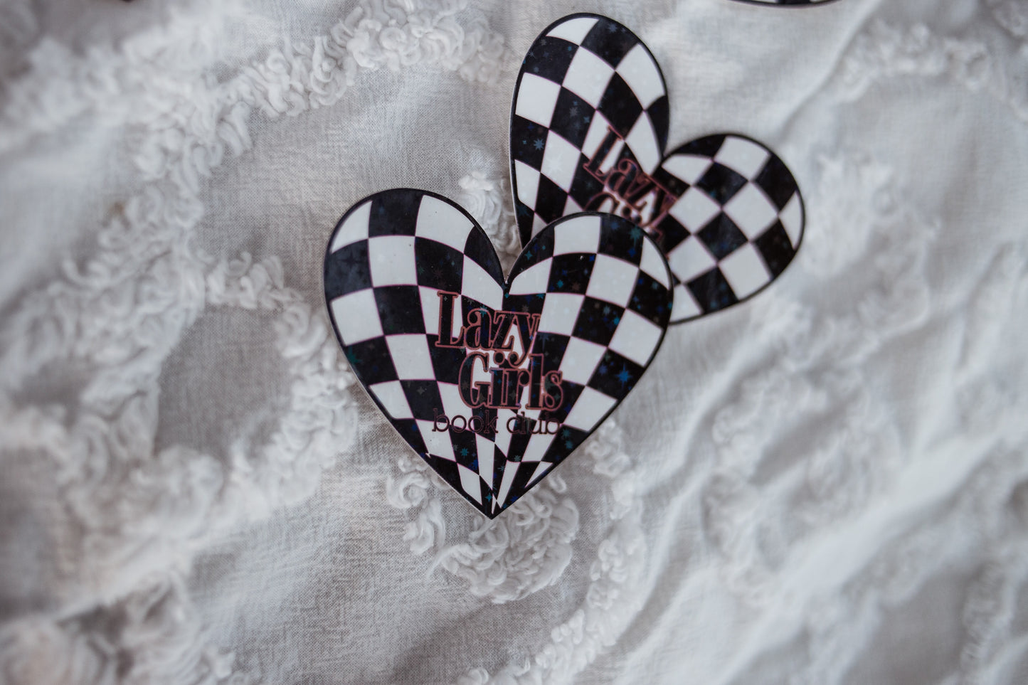 LGbc heart checkered HOLO STICKER