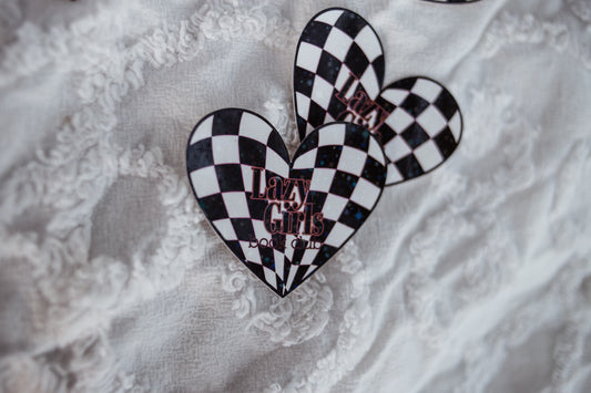 LGbc heart checkered HOLO STICKER