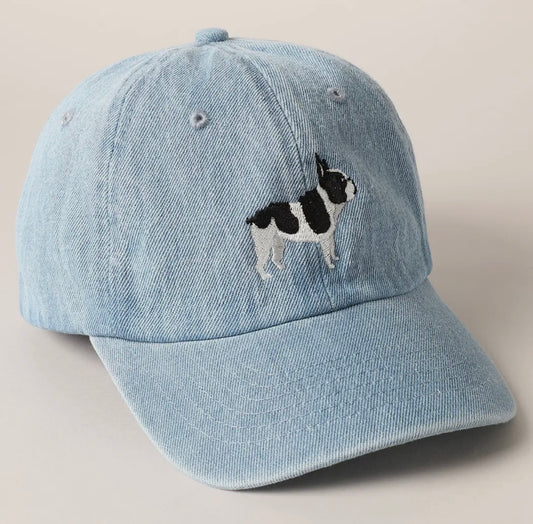 Denim- embroidered FRENCH BULL DOG hat