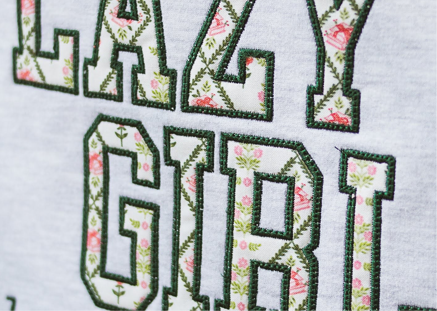 Lazy Girls Book Fabric Applique Crew