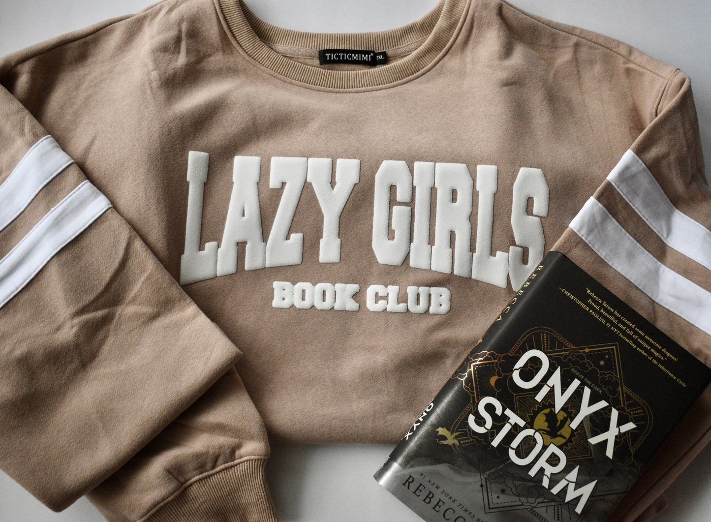 Lazy Girls Athletic Crew (beige) W/ PUFF LETTERS