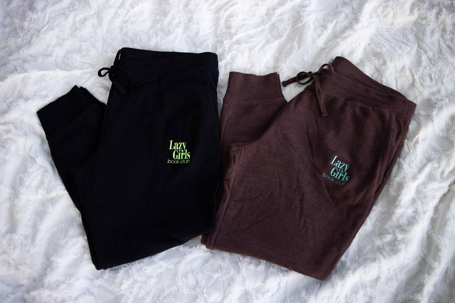 Lazy Girls EMBROIDERED LOGO CHOCOLATE JOGGERS