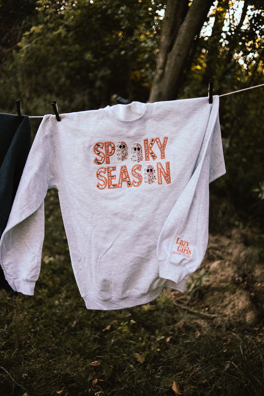 Spooky Season Appliqué Crew- Ash