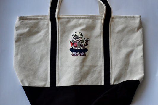 LM SMUT EMBROIDERED TOTE BAG W/ ZIPPER