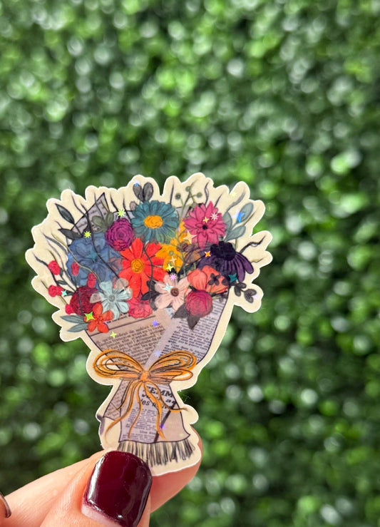 NEWSPAPER BOUQUET STICKER