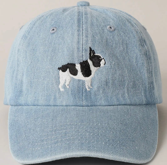 Denim- embroidered FRENCH BULL DOG hat