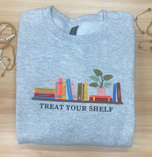 TREAT YOUR SHELF- Embroidered Crew (Ash)