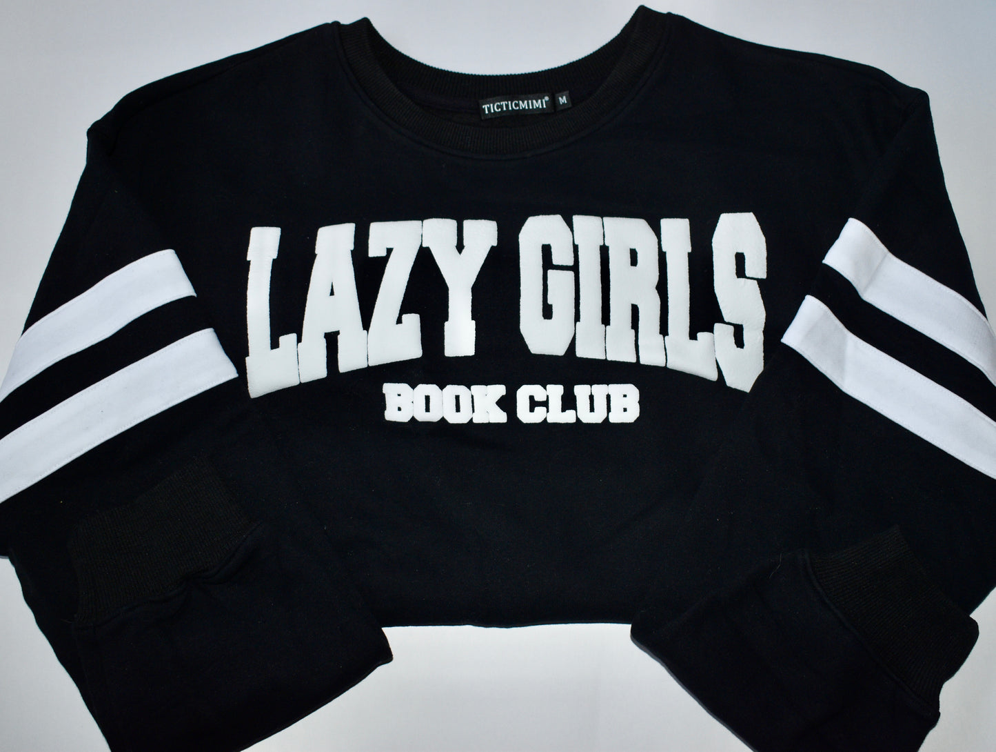 Lazy Girls Athletic Crew (black) W/ PUFF LETTERS