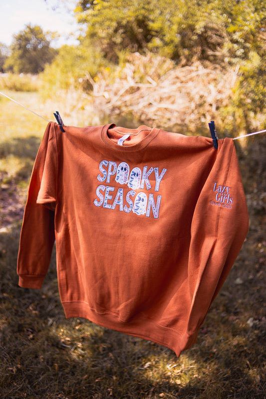Spooky Season Appliqué Crew- Burnt Orange