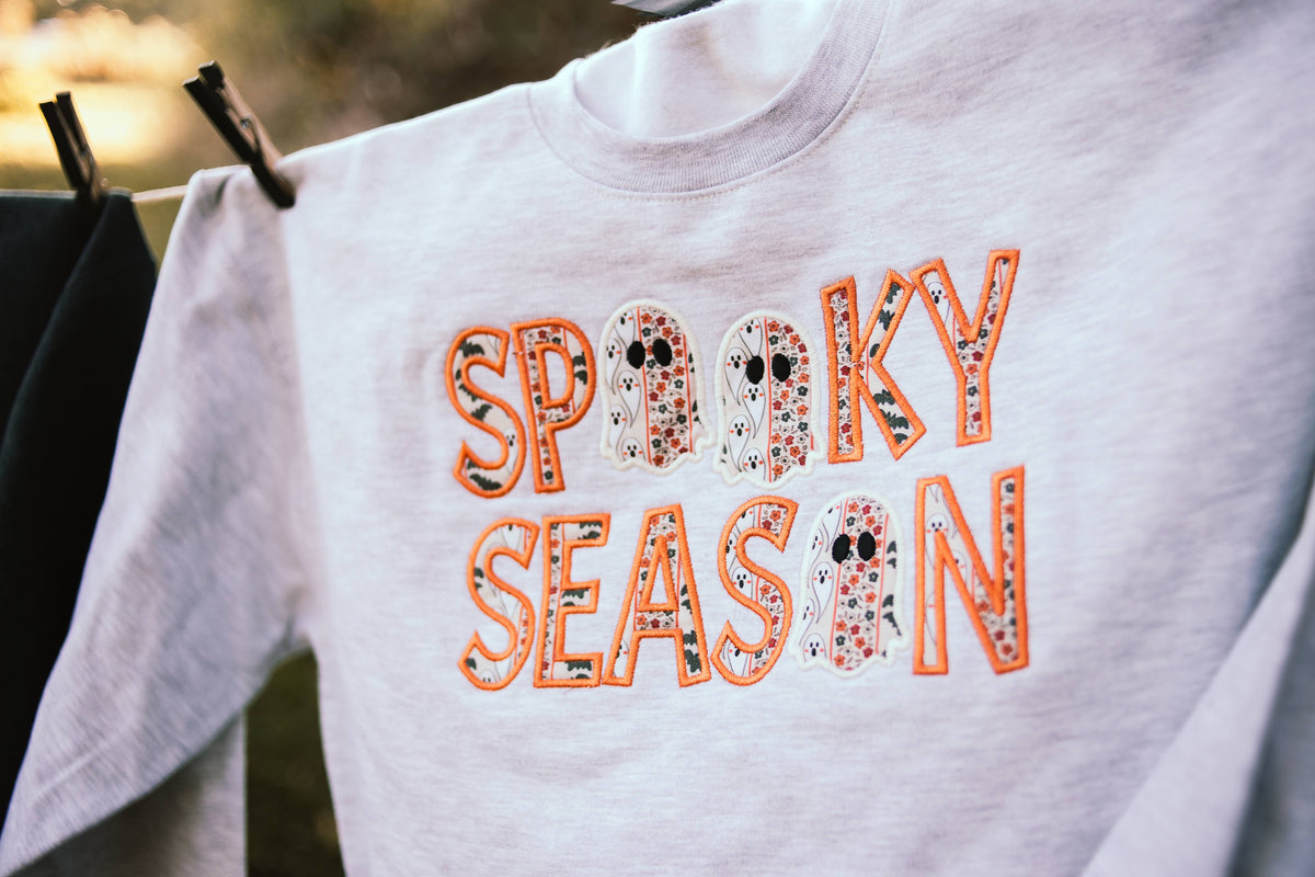 Spooky Season Appliqué Crew- Ash
