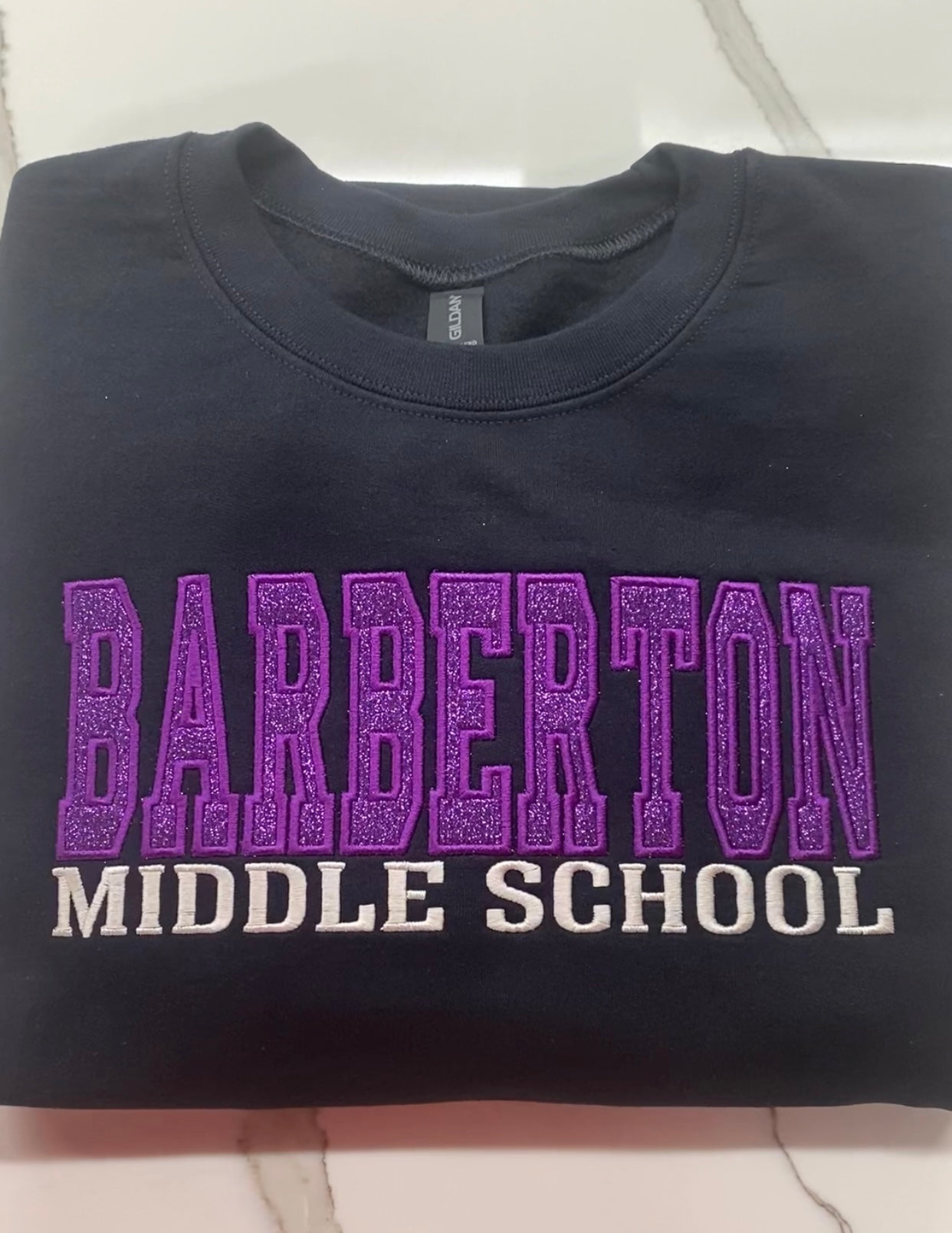 BARBERTON Glitter Appliqué Crew