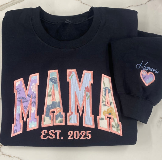 MAMA Appliqué Embroidered Sweatshirt