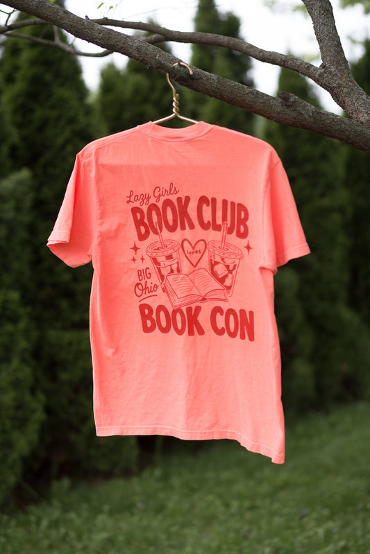 BOOK CON TEE-Neon Red Orange